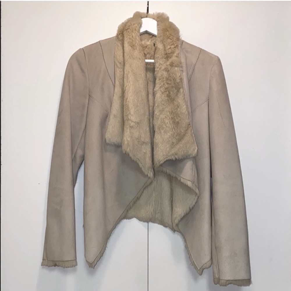 Reversible Faux Fur/Suede open front jacket